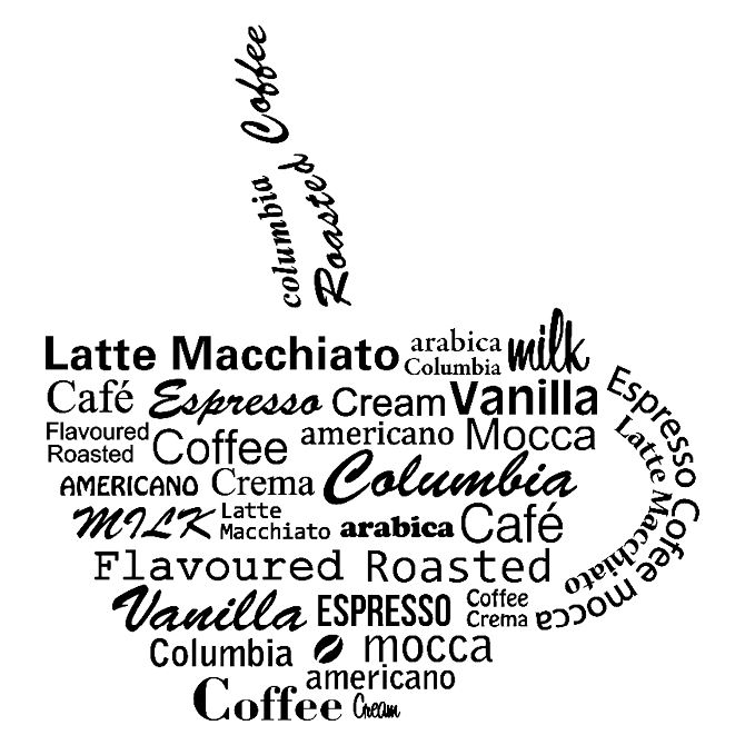Наклейки интерьерные, плоттерные наклейки A Cup of coffee