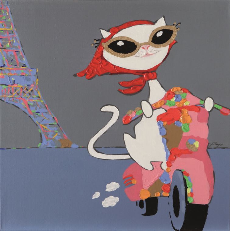 Reproduction paintings Cat on a moped