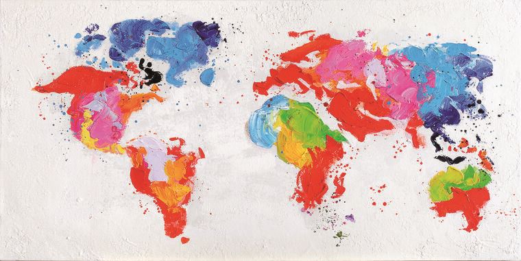 Купить и печать на заказ Репродукции картин Карта мира красками