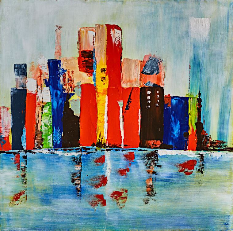 Купить и печать на заказ Репродукции картин Абстрактный город у моря