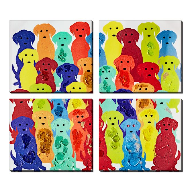 Картины модульные Colored dogs