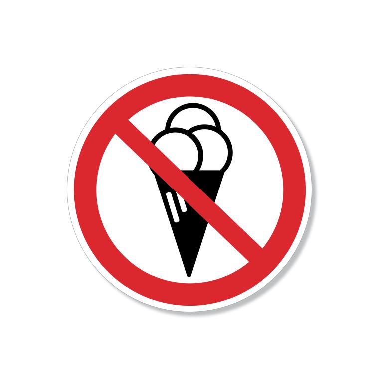 Таблички информационные, указатели, транспаранты Вход с мороженым запрещен