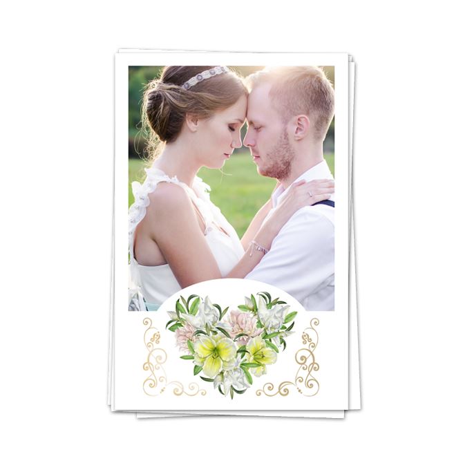 Photo cards with text The rectangular Heart of lilies