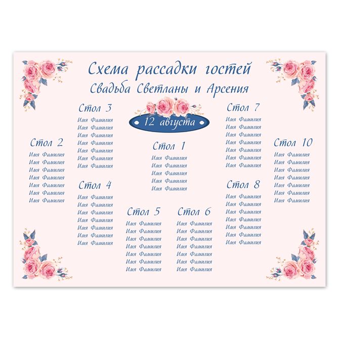 The Seating chart Vintage roses
