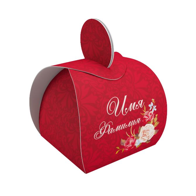 Miniature Boxes, Bonbonnieres Red and beige with roses