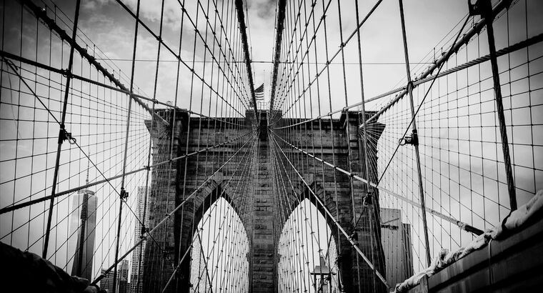 Купить и печать на заказ Репродукции картин Бруклинский мост черно-белое фото