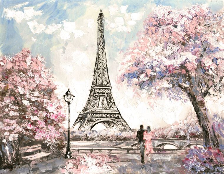 Купить и печать на заказ Репродукции картин Нежный Парижский пейзаж