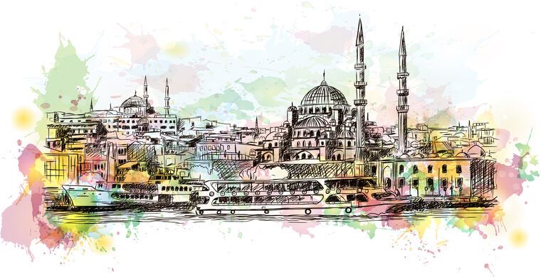 Купить и печать на заказ Репродукции картин Стамбул цифровая иллюстрация