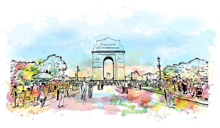 Картины Delhi digital illustration