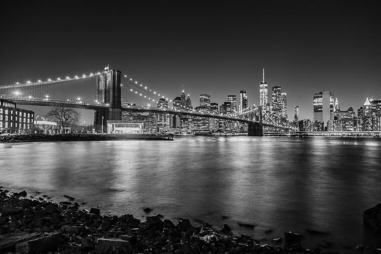 Купить и печать на заказ Репродукции картин Бруклинский мост ночью