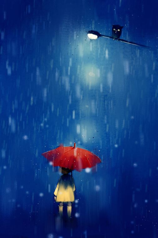 Paintings Girl under an umbrella