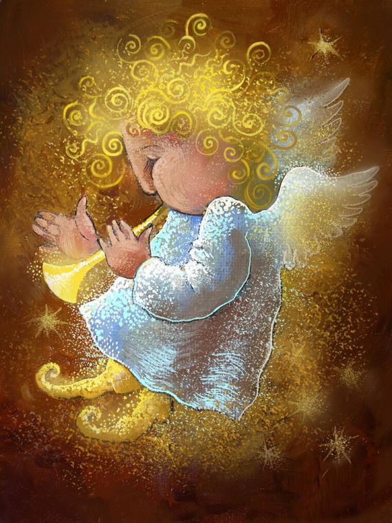 Reproduction paintings Angel on a brown background