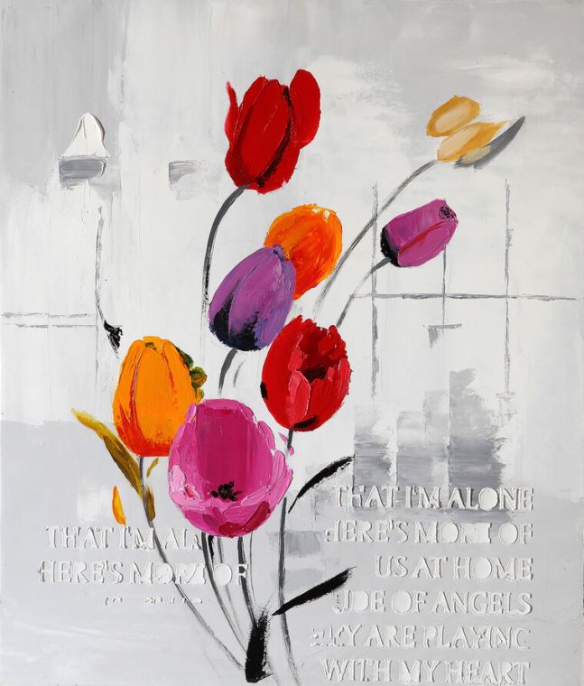 Репродукции картин Tulips on gray background