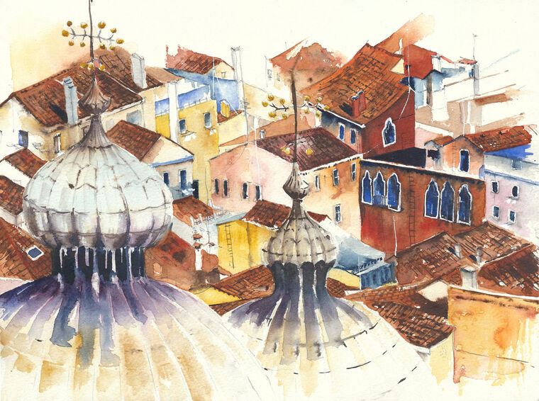 Купить и печать на заказ Картины Крыши Флоренция