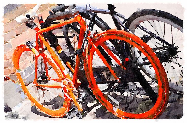 Купить и печать на заказ Репродукции картин Велосипеды акварель