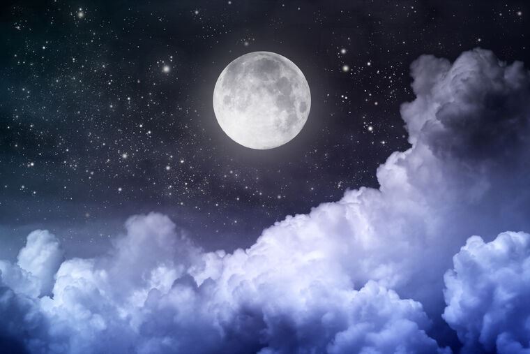 Купить и печать на заказ Репродукции картин Ночное небо с луной