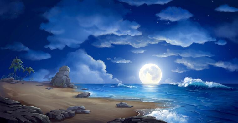 Фотообои The moon and night shore