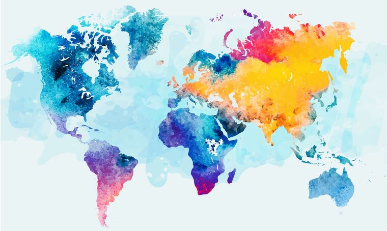 Photo Wallpapers Watercolor map of the world