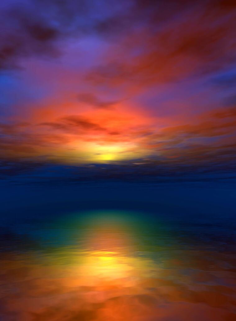 Photo Wallpapers Illustration of a sunset at sea
