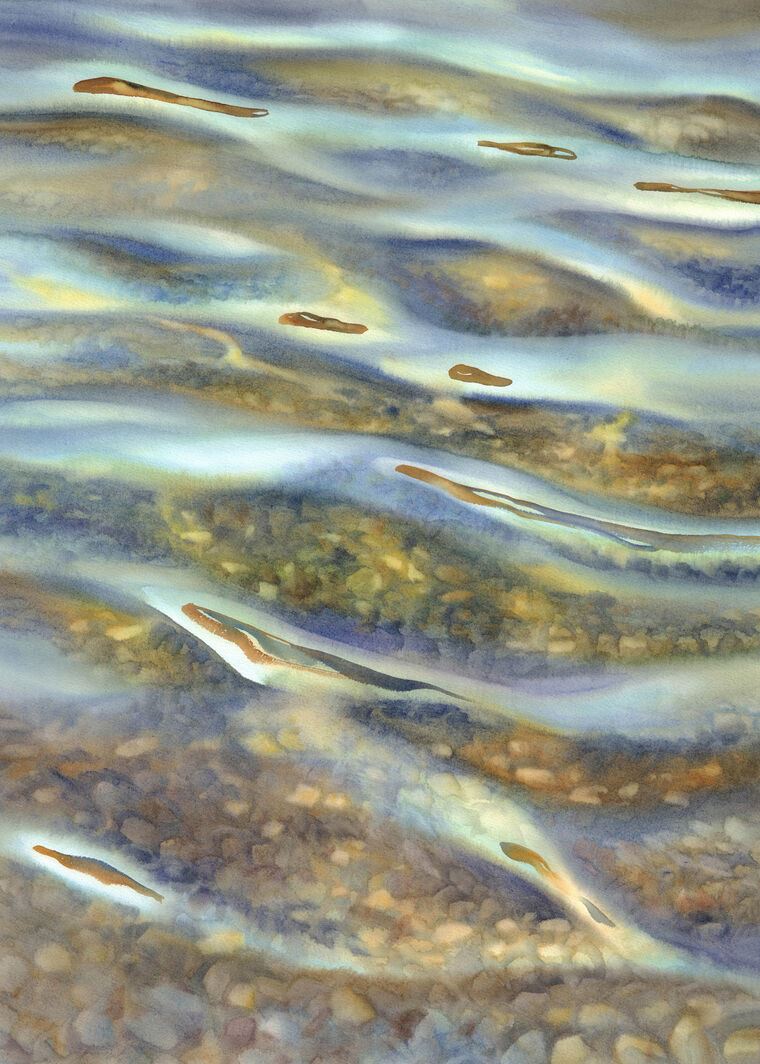 Фотообои Солнечная вода акварель