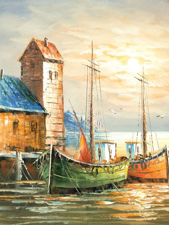 Reproduction paintings Fishing village