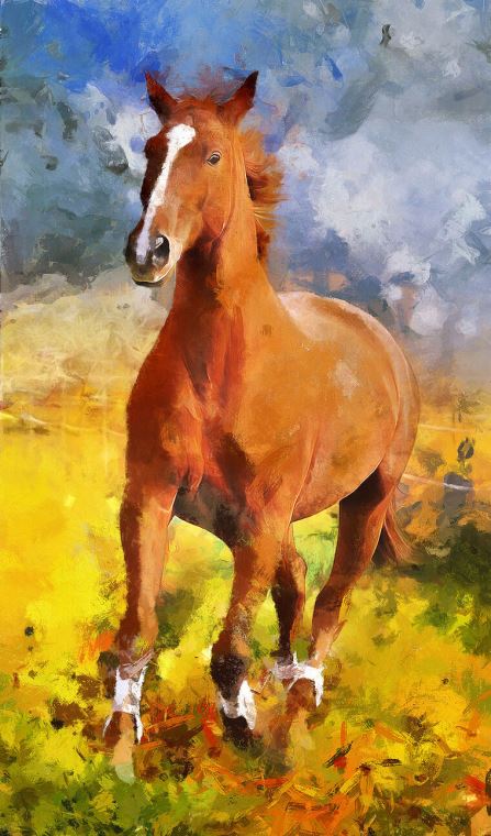 Купить и печать на заказ Репродукции картин Лошадь цифровая живопись