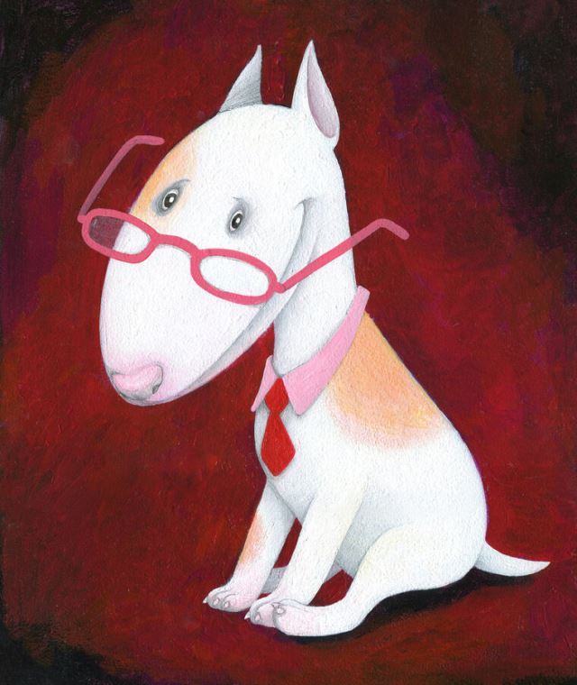 Репродукции картин White dog in glasses