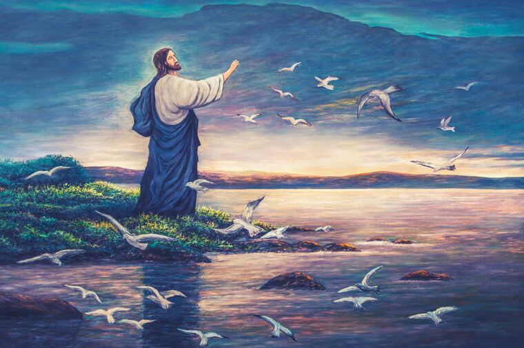 Купить и печать на заказ Картины Иисус на берегу