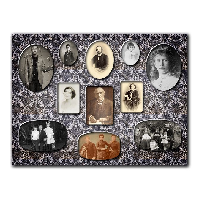 Photo collages Frame on damask background