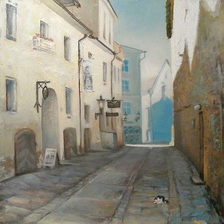 Картины Old street and the cat