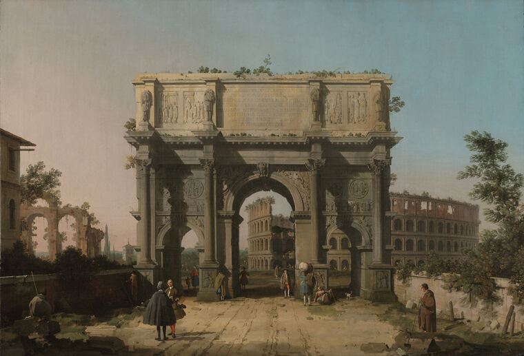 Reproduction paintings A view of the arch of Constantine with the Colosseum