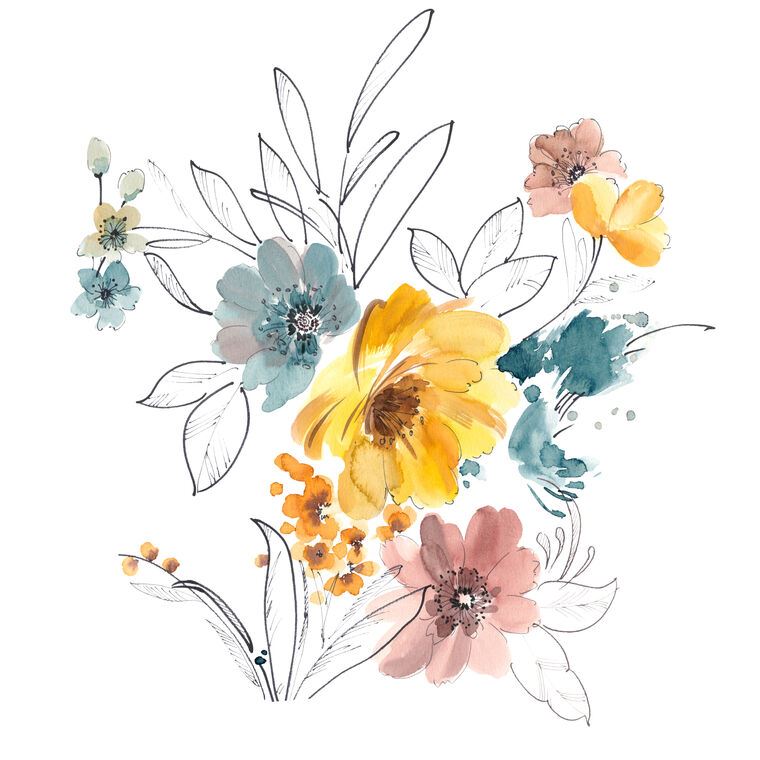 Картины A series of delicate watercolor floral стиль_1
