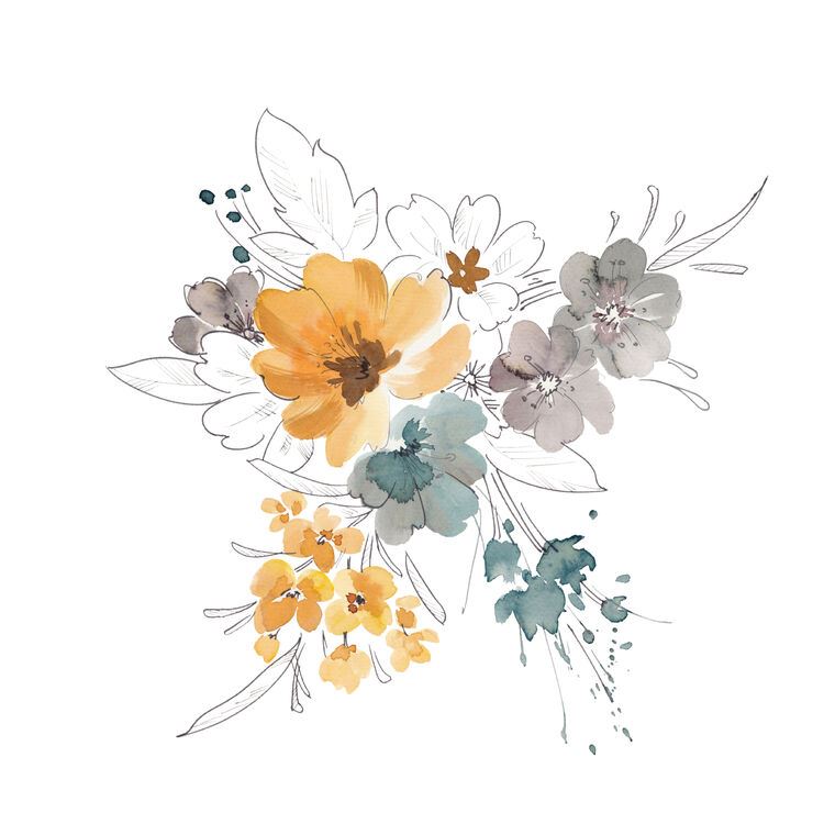 Картины A series of delicate watercolor floral стиль_8