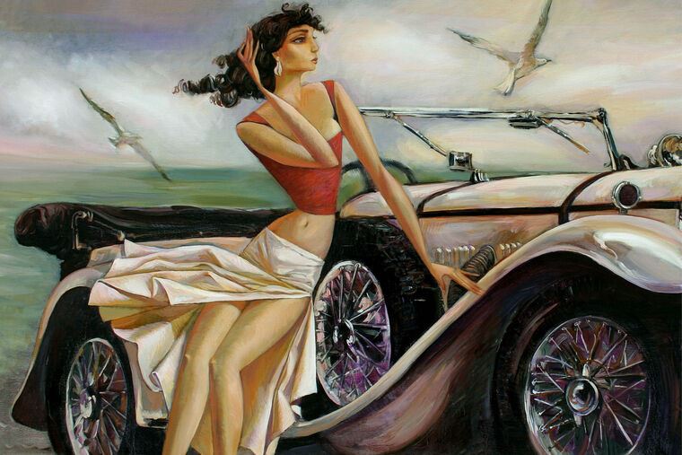 Репродукции картин Series girl and retro car (Roman Nogin)_2