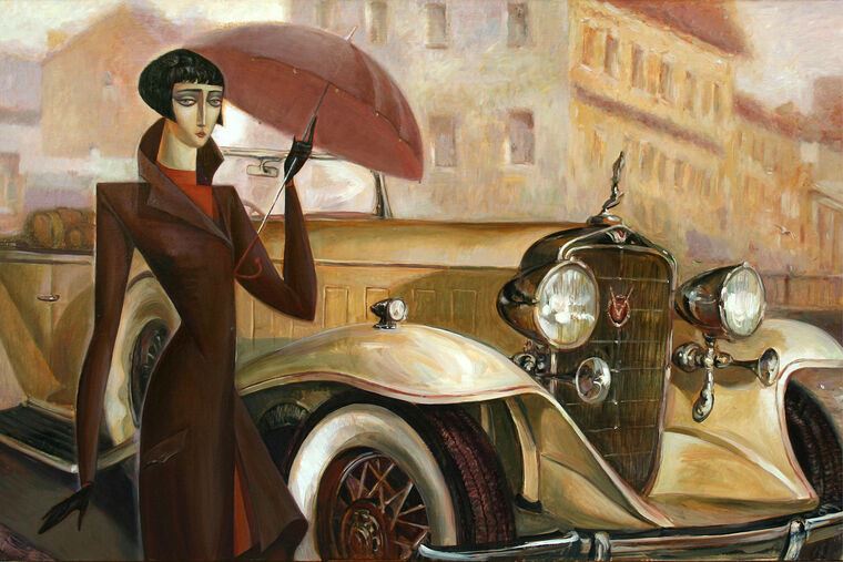 Paintings, posters, prints Series girl and retro car (Roman Nogin)_4
