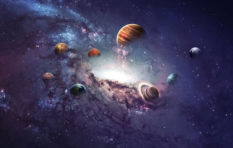 Купить и печать на заказ Репродукции картин Солнечная система в космосе