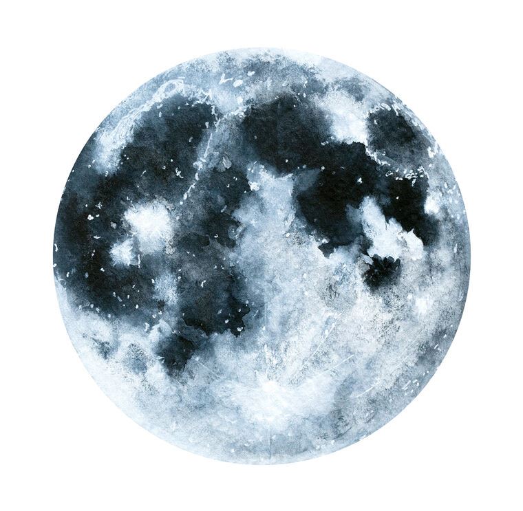 Купить и печать на заказ Репродукции картин Луна акварельная иллюстрация