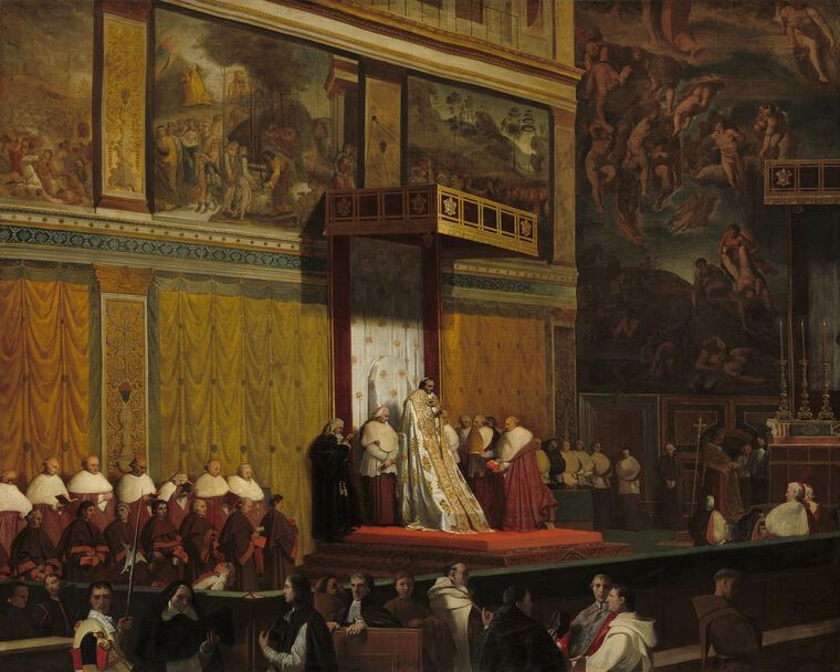 Купить и печать на заказ Картины Папа Пий VII в Сикстинской капелле
