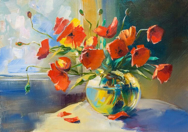 Репродукции картин Scarlet poppies in a vase