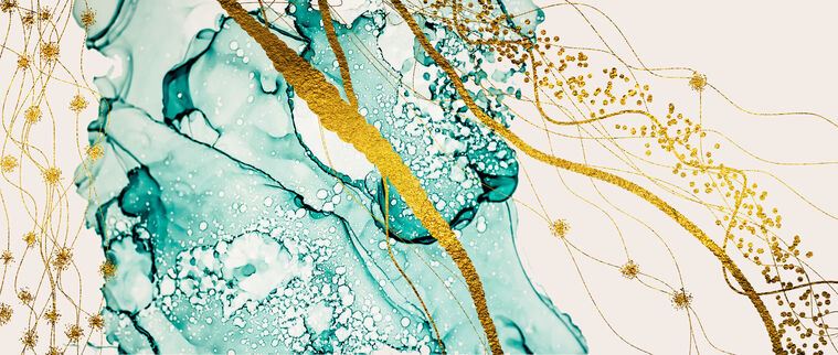 Reproduction paintings Turquoise abstraction of gold