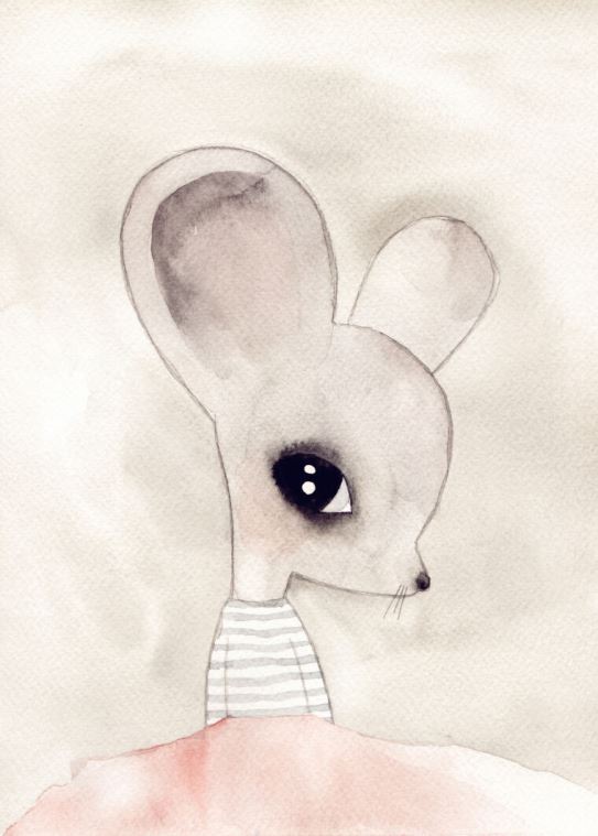 Paintings Mouse in vest watercolour