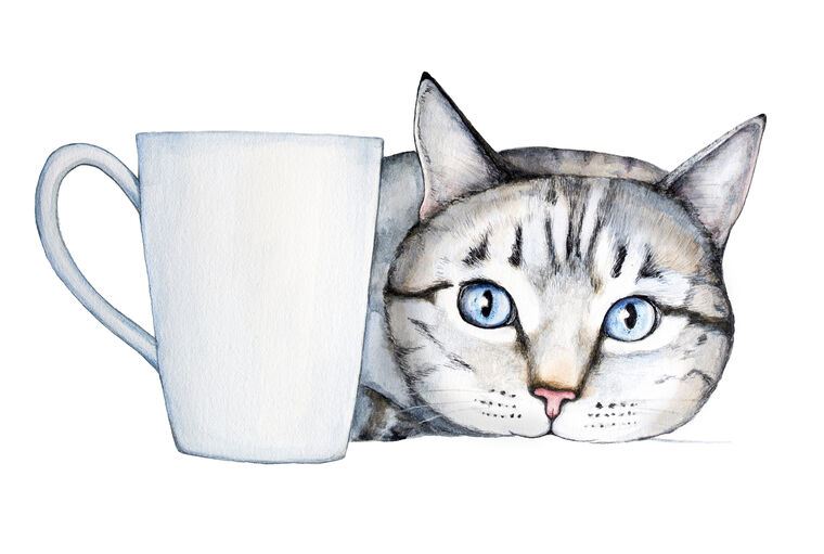 Картины Cat with blue eyes watercolor