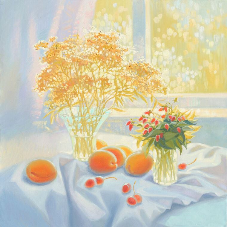 Paintings Still life with apricots and strawberries