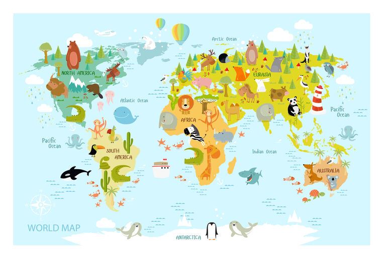 Купить и печать на заказ Репродукции картин Карта животного мира