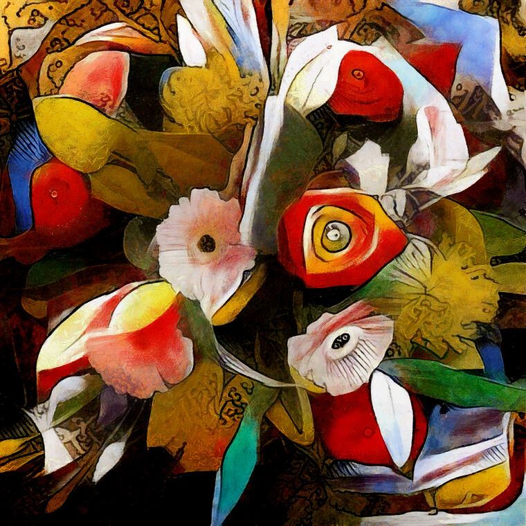 Купить и печать на заказ Картины Цветы в кубизме