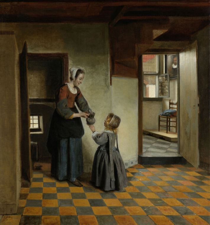 Репродукции картин A woman with a child in a pantry (Pieter de Hooch)