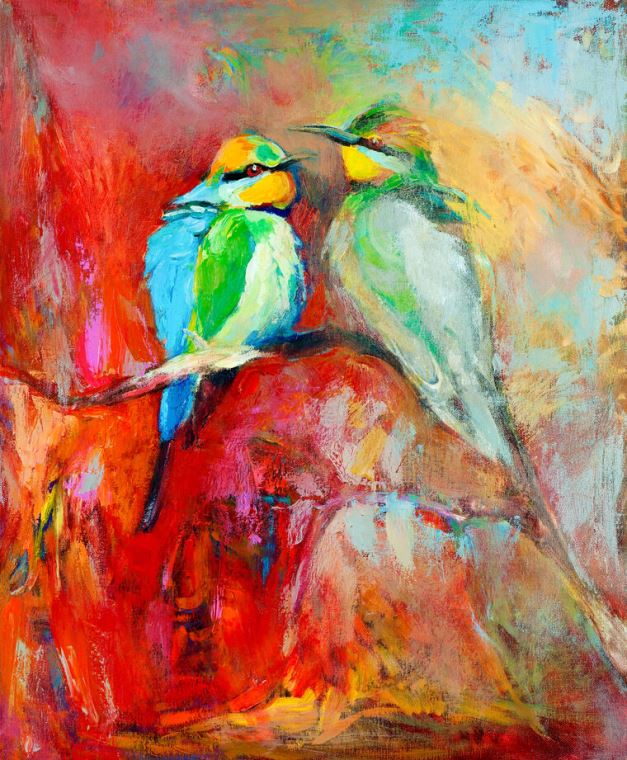 Reproductions of paintings Colorful birds