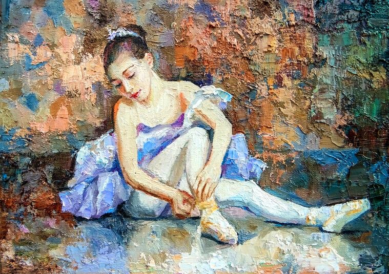 Купить и печать на заказ Репродукции картин Юная балерина живопись маслом