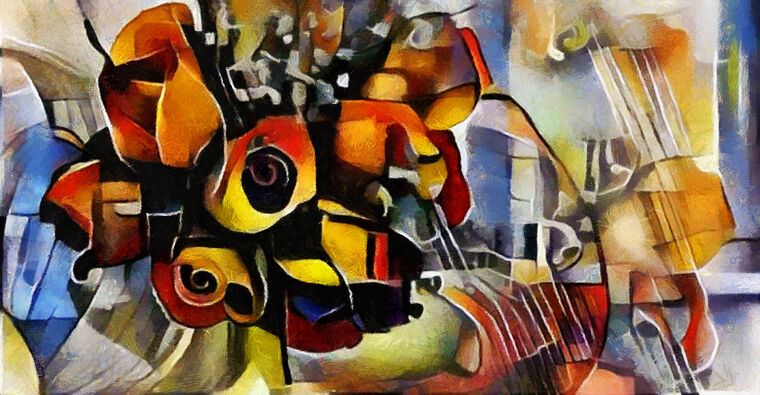 Картины на пластике, пеноркартоне Bouquet of cubism