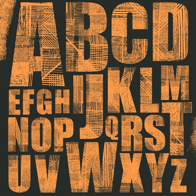 Репродукции картин Grunge alphabet orange